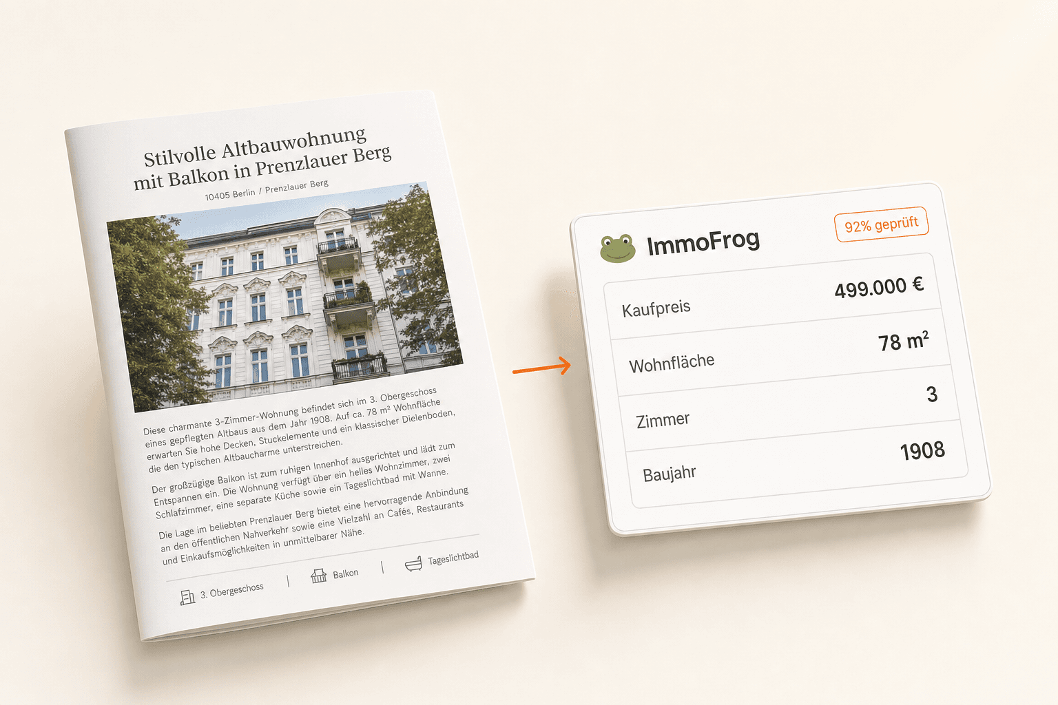 ImmoFrog real-estate exposé extracted into structured data