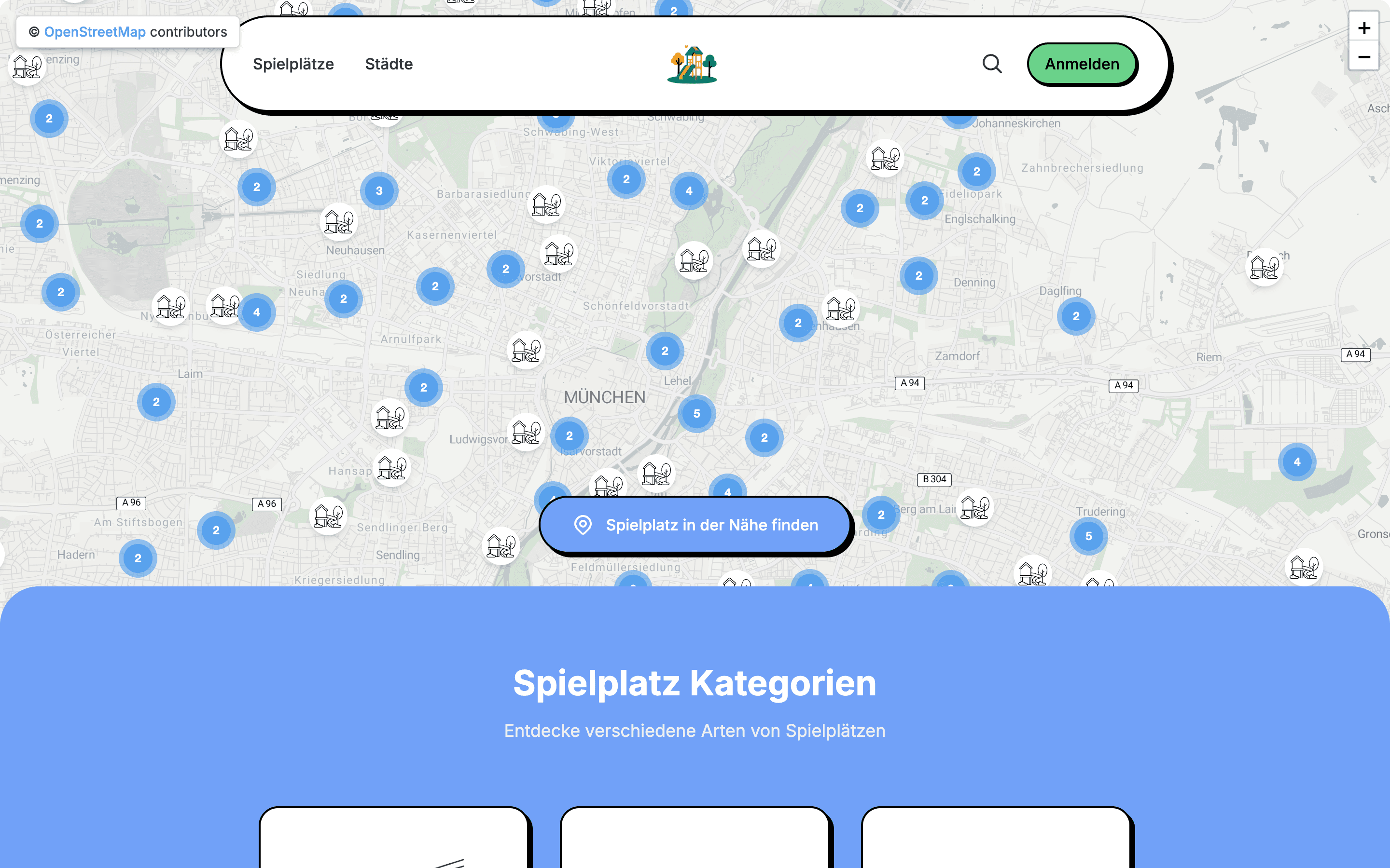 Spielplatz in der Nähe — playground discovery map with location pins